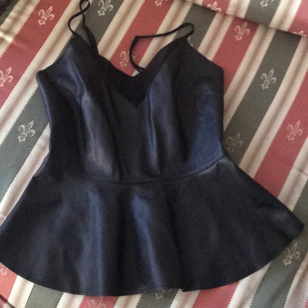 Faux  leather top
